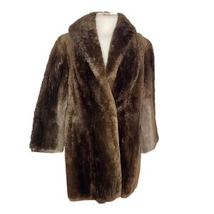 Vintage 50's beaver Coat Brown Mid Length Winter‎ Glam